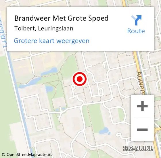 Locatie op kaart van de 112 melding: Brandweer Met Grote Spoed Naar Tolbert, Leuringslaan op 1 februari 2020 15:36