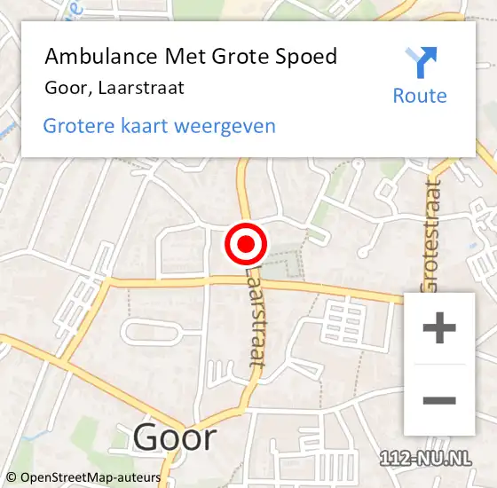 Locatie op kaart van de 112 melding: Ambulance Met Grote Spoed Naar Goor, Laarstraat op 1 februari 2020 16:00