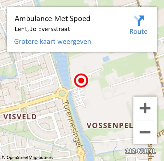 Locatie op kaart van de 112 melding: Ambulance Met Spoed Naar Lent, Jo Eversstraat op 1 februari 2020 16:26