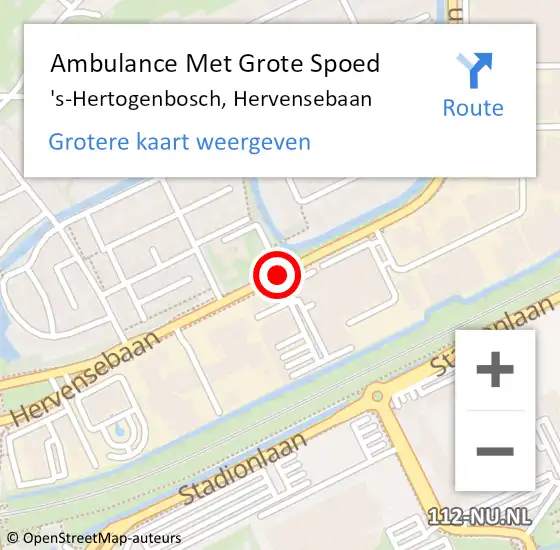 Locatie op kaart van de 112 melding: Ambulance Met Grote Spoed Naar 's-Hertogenbosch, Hervensebaan op 1 februari 2020 17:28