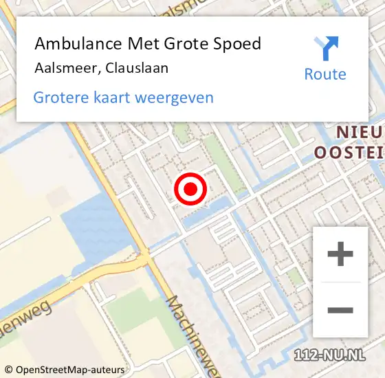 Locatie op kaart van de 112 melding: Ambulance Met Grote Spoed Naar Aalsmeer, Clauslaan op 1 februari 2020 19:28