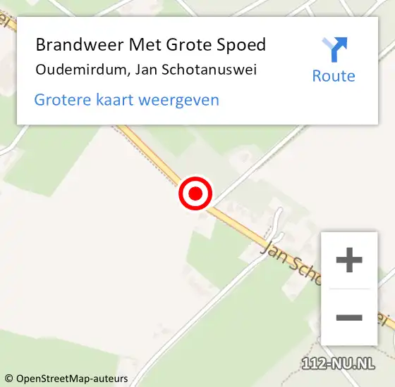 Locatie op kaart van de 112 melding: Brandweer Met Grote Spoed Naar Oudemirdum, Jan Schotanuswei op 27 april 2014 05:02