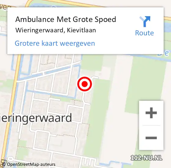 Locatie op kaart van de 112 melding: Ambulance Met Grote Spoed Naar Wieringerwaard, Kievitlaan op 1 februari 2020 21:17