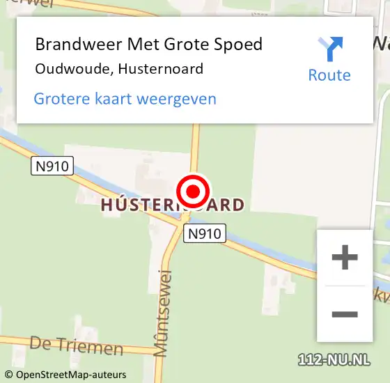 Locatie op kaart van de 112 melding: Brandweer Met Grote Spoed Naar Oudwoude, Husternoard op 1 februari 2020 22:34