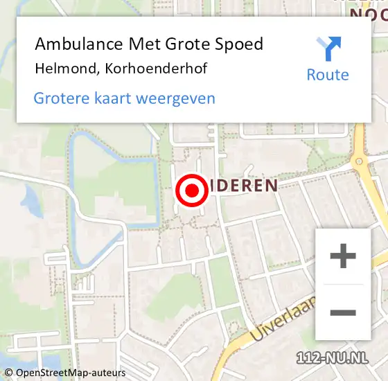 Locatie op kaart van de 112 melding: Ambulance Met Grote Spoed Naar Helmond, Korhoenderhof op 1 februari 2020 23:40