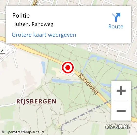 Locatie op kaart van de 112 melding: Politie Huizen, Randweg op 1 februari 2020 23:50