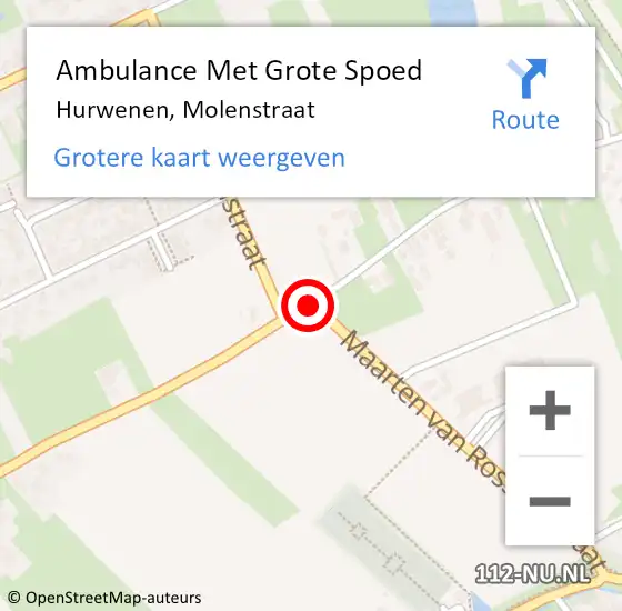 Locatie op kaart van de 112 melding: Ambulance Met Grote Spoed Naar Hurwenen, Molenstraat op 2 februari 2020 00:00