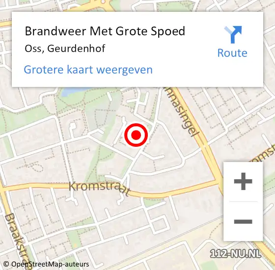 Locatie op kaart van de 112 melding: Brandweer Met Grote Spoed Naar Oss, Geurdenhof op 2 februari 2020 01:07