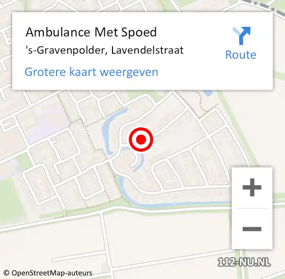 Locatie op kaart van de 112 melding: Ambulance Met Spoed Naar 's-Gravenpolder, Lavendelstraat op 2 februari 2020 01:35