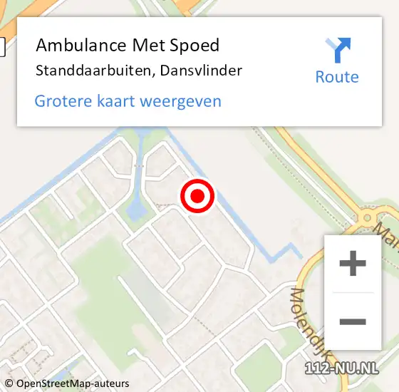 Locatie op kaart van de 112 melding: Ambulance Met Spoed Naar Standdaarbuiten, Dansvlinder op 27 april 2014 05:31