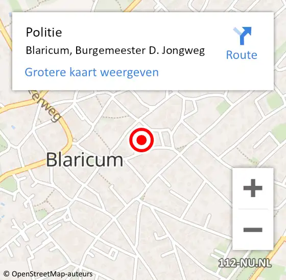 Locatie op kaart van de 112 melding: Politie Blaricum, Burgemeester D. Jongweg op 2 februari 2020 01:47