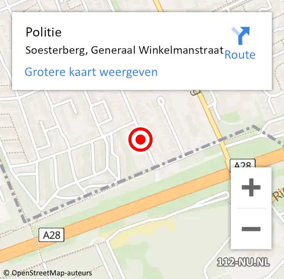 Locatie op kaart van de 112 melding: Politie Soesterberg, Generaal Winkelmanstraat op 2 februari 2020 01:56