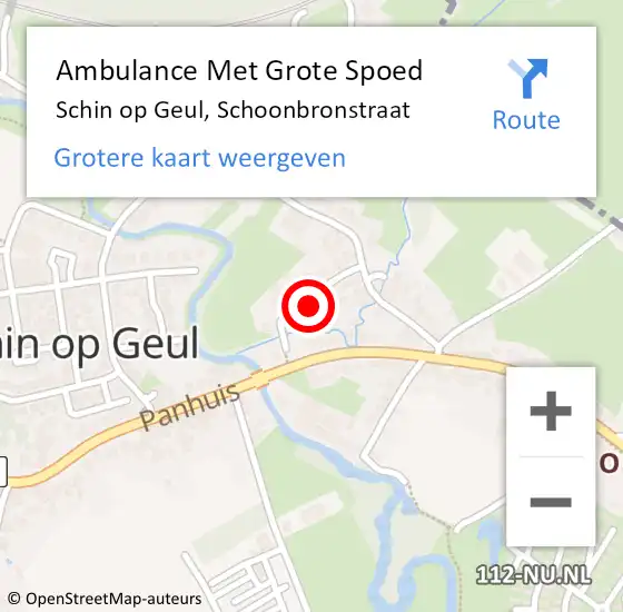 Locatie op kaart van de 112 melding: Ambulance Met Grote Spoed Naar Schin op Geul, Schoonbronstraat op 27 april 2014 06:15