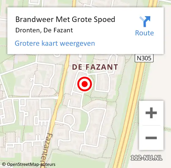 Locatie op kaart van de 112 melding: Brandweer Met Grote Spoed Naar Dronten, De Fazant op 2 februari 2020 09:34