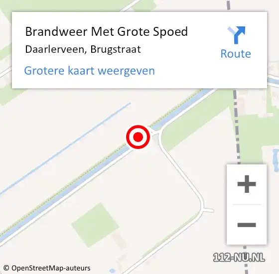 Locatie op kaart van de 112 melding: Brandweer Met Grote Spoed Naar Daarlerveen, Brugstraat op 27 april 2014 06:30