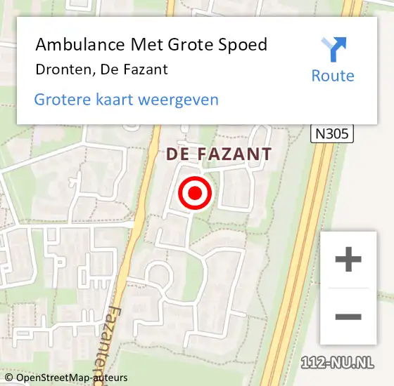 Locatie op kaart van de 112 melding: Ambulance Met Grote Spoed Naar Dronten, De Fazant op 2 februari 2020 09:45