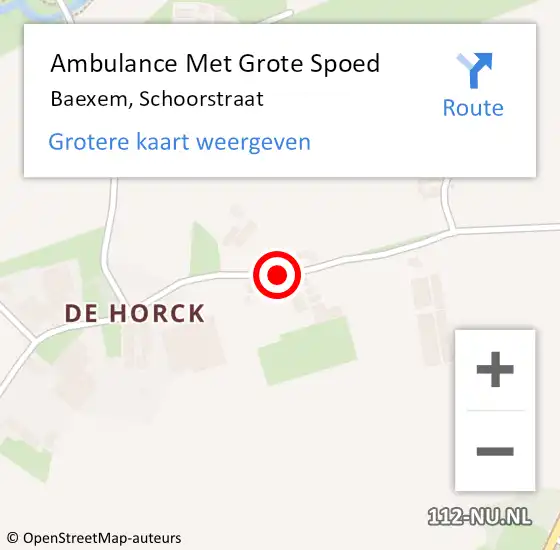 Locatie op kaart van de 112 melding: Ambulance Met Grote Spoed Naar Baexem, Schoorstraat op 2 februari 2020 10:12