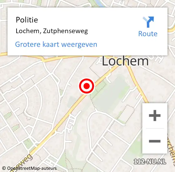 Locatie op kaart van de 112 melding: Politie Lochem, Zutphenseweg op 2 februari 2020 11:44