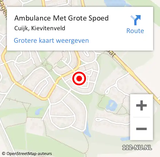 Locatie op kaart van de 112 melding: Ambulance Met Grote Spoed Naar Cuijk, Kievitenveld op 2 februari 2020 11:47