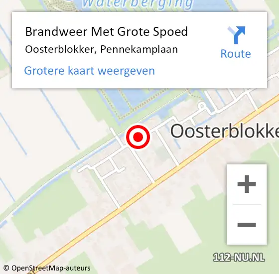 Locatie op kaart van de 112 melding: Brandweer Met Grote Spoed Naar Oosterblokker, Pennekamplaan op 2 februari 2020 12:21