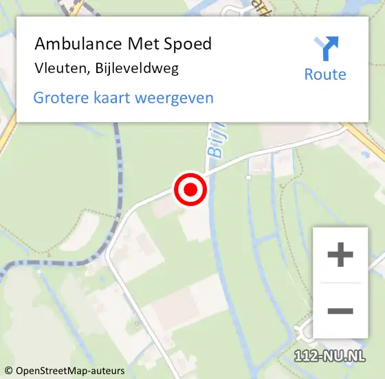 Locatie op kaart van de 112 melding: Ambulance Met Spoed Naar Vleuten, Bijleveldweg op 7 september 2013 23:22