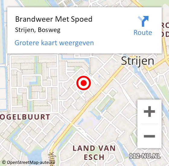 Locatie op kaart van de 112 melding: Brandweer Met Spoed Naar Strijen, Bosweg op 2 februari 2020 16:22