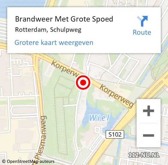 Locatie op kaart van de 112 melding: Brandweer Met Grote Spoed Naar Rotterdam, Schulpweg op 2 februari 2020 17:50