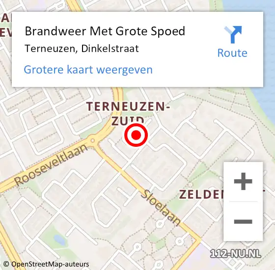 Locatie op kaart van de 112 melding: Brandweer Met Grote Spoed Naar Terneuzen, Dinkelstraat op 2 februari 2020 17:58