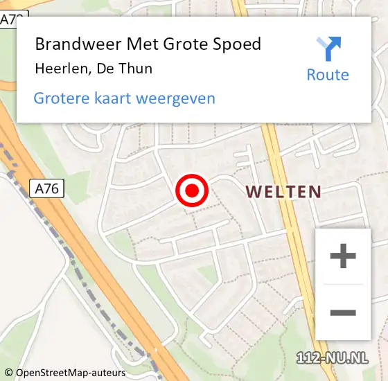 Locatie op kaart van de 112 melding: Brandweer Met Grote Spoed Naar Heerlen, De Thun op 2 februari 2020 18:43