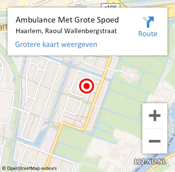 Locatie op kaart van de 112 melding: Ambulance Met Grote Spoed Naar Haarlem, Raoul Wallenbergstraat op 27 april 2014 08:25