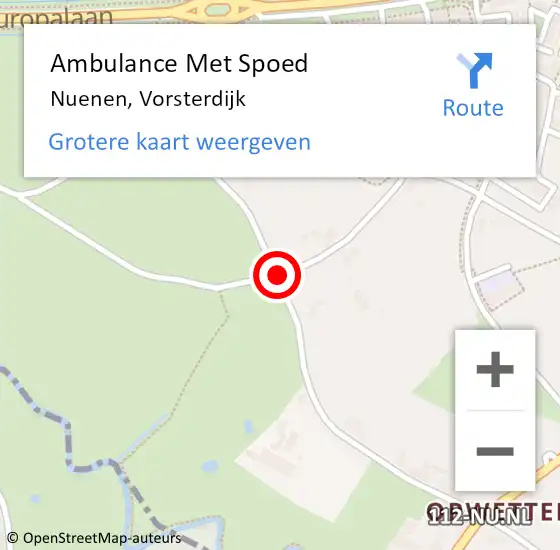 Locatie op kaart van de 112 melding: Ambulance Met Spoed Naar Nuenen, Vorsterdijk op 2 februari 2020 18:52