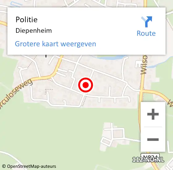 Locatie op kaart van de 112 melding: Politie Diepenheim op 2 februari 2020 19:10