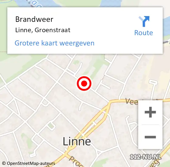 Locatie op kaart van de 112 melding: Brandweer Linne, Groenstraat op 2 februari 2020 19:16