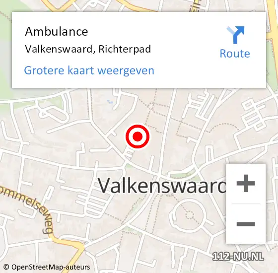 Locatie op kaart van de 112 melding: Ambulance Valkenswaard, Richterpad op 2 februari 2020 19:18
