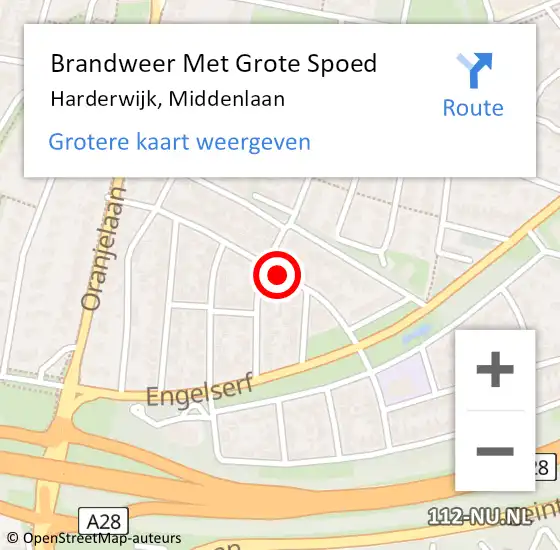 Locatie op kaart van de 112 melding: Brandweer Met Grote Spoed Naar Harderwijk, Middenlaan op 2 februari 2020 19:45