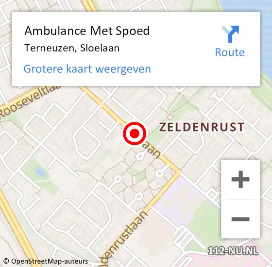 Locatie op kaart van de 112 melding: Ambulance Met Spoed Naar Terneuzen, Sloelaan op 2 februari 2020 19:56