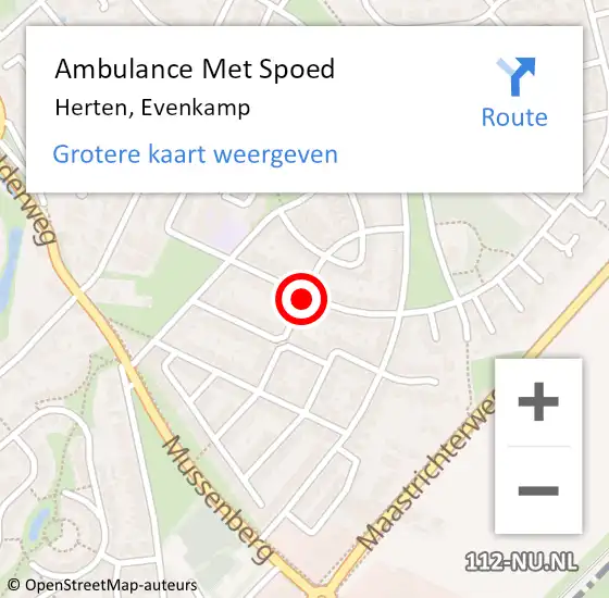 Locatie op kaart van de 112 melding: Ambulance Met Spoed Naar Herten, Evenkamp op 2 februari 2020 20:05