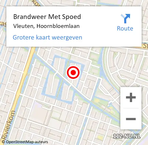 Locatie op kaart van de 112 melding: Brandweer Met Spoed Naar Vleuten, Hoornbloemlaan op 2 februari 2020 20:11