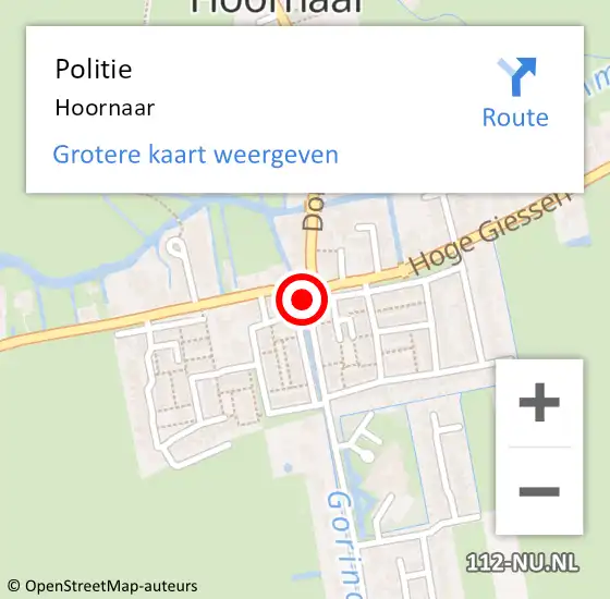 Locatie op kaart van de 112 melding: Politie Hoornaar op 2 februari 2020 20:12