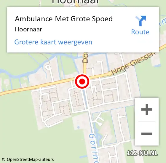 Locatie op kaart van de 112 melding: Ambulance Met Grote Spoed Naar Hoornaar op 2 februari 2020 20:19