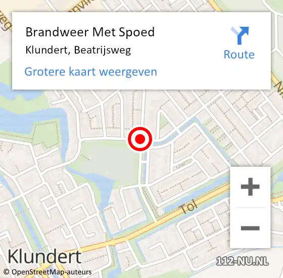 Locatie op kaart van de 112 melding: Brandweer Met Spoed Naar Klundert, Beatrijsweg op 2 februari 2020 20:52