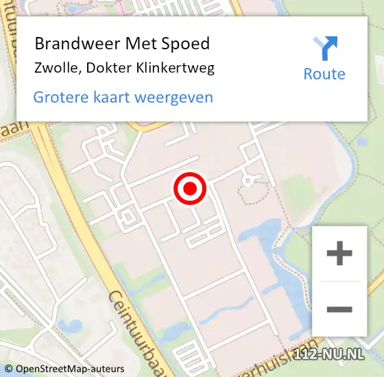 Locatie op kaart van de 112 melding: Brandweer Met Spoed Naar Zwolle, Dokter Klinkertweg op 2 februari 2020 21:00