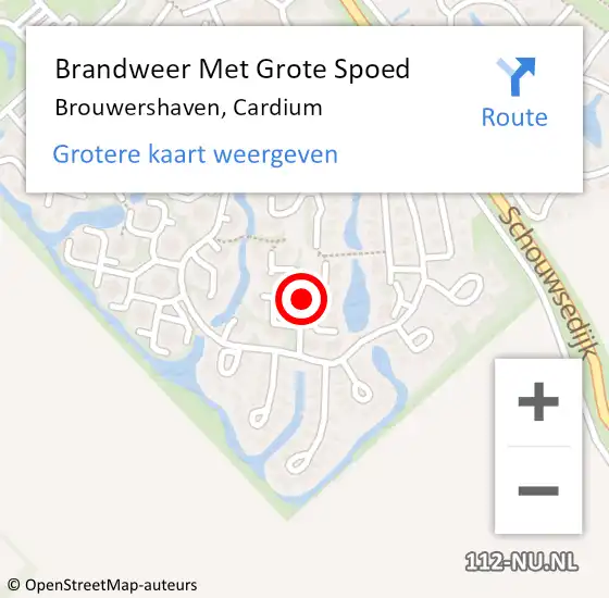 Locatie op kaart van de 112 melding: Brandweer Met Grote Spoed Naar Brouwershaven, Cardium op 2 februari 2020 22:15