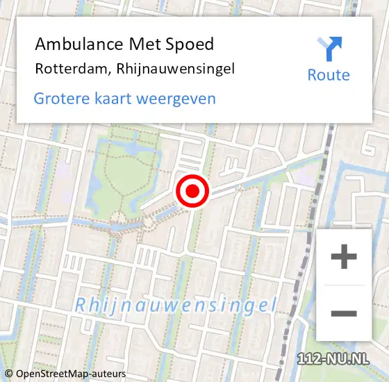 Locatie op kaart van de 112 melding: Ambulance Met Spoed Naar Rotterdam, Rhijnauwensingel op 2 februari 2020 22:37