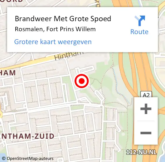 Locatie op kaart van de 112 melding: Brandweer Met Grote Spoed Naar Rosmalen, Fort Prins Willem op 2 februari 2020 23:20