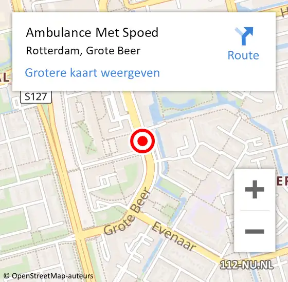 Locatie op kaart van de 112 melding: Ambulance Met Spoed Naar Rotterdam, Grote Beer op 2 februari 2020 23:23