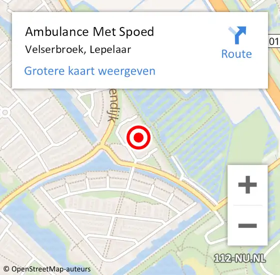 Locatie op kaart van de 112 melding: Ambulance Met Spoed Naar Velserbroek, Lepelaar op 2 februari 2020 23:44