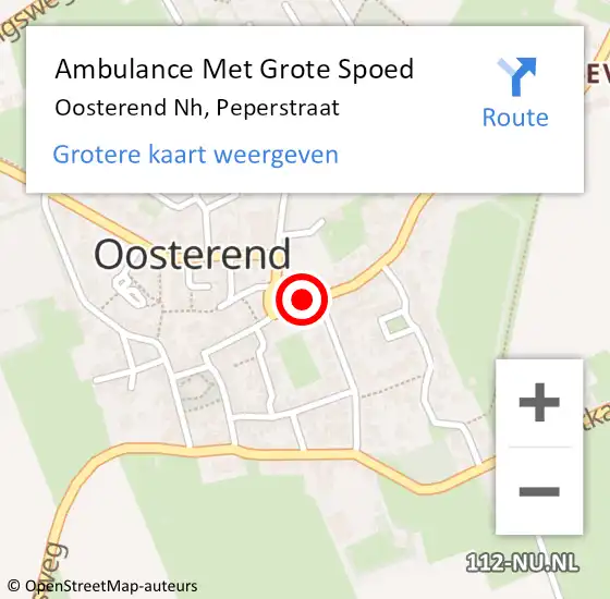 Locatie op kaart van de 112 melding: Ambulance Met Grote Spoed Naar Oosterend Nh, Peperstraat op 3 februari 2020 00:01