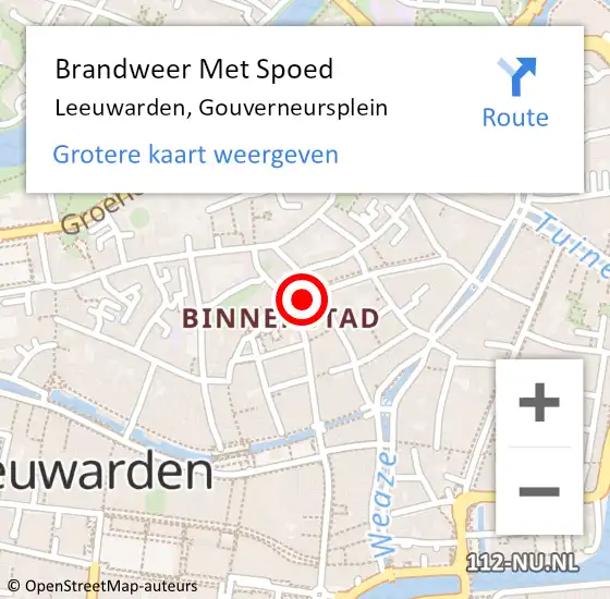 Locatie op kaart van de 112 melding: Brandweer Met Spoed Naar Leeuwarden, Gouverneursplein op 3 februari 2020 00:33