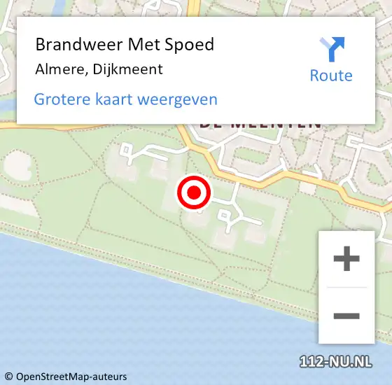 Locatie op kaart van de 112 melding: Brandweer Met Spoed Naar Almere, Dijkmeent op 3 februari 2020 00:48